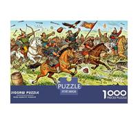 Raid des Archers Cavaliers nomades scythes Puzzle en Bois Imperméable DIY Puzzles De 1000 Pièces pour Adultes Cadeaux Défi Et Casse-tête De Décoration pour La Maison
