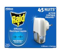 Raid Diffuseur Electrique Liquide Répulsif Moustiques Et Moustiques Tigres - 45 Nuits - 1 Diffuseur + 1 Recharge 32ml