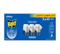 Raid Diffuseurs Electriques Liquides 3 Kits 3en1 - Moustiques & Moustiques Tigres - 3 Diffuseurs + 3 Recharges 45 Nuits