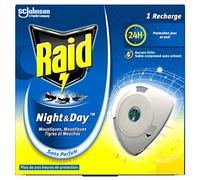 Raid Recharge Pour Diffuseur Électrique Night et Day Mouches, Moustiques et Moustiques Tigres, 240 heures