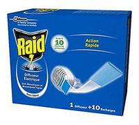Raid Diffuseur électrique en plaquettes - 10 recharges - Lot de 4 - Sans odeur - Insecticide