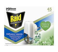 Raid Essentials Diffuseur Électrique Liquide - Répulsif Moustiques et Moustiques Tigres 45 Nuits - Senteur Eucalyptus et Agrumes - 1 Diffuseur et 1 Recharge