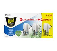 RAID ESSENTIALS DIFFUSEURS ÉLECTRIQUES LIQUIDES RÉPULSIFS MOUSTIQUES, DIFFUSEURS + RECHARGES, 2 + 1, 45 NUITS, 3 X 32 ml