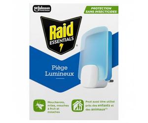 Raid Essentials Piège Lumineux Anti-Mouches - 1 Piège + 1 Recharge | Piège lumineux pour insectes volants sans insecticides, capture efficace avec 1 piège et 1 recharge