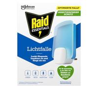 Raid Essentials Piège Lumineux LED pour Mouches, Mouches à Fruits et Mites, Protection 24/7, sans Insecticide, adapté à la Famille, sans Odeur et sans résidus, pour l'intérieur, 1 piège Lumineux et 1