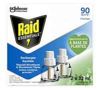 RAID ESSENTIALS RECHARGES POUR DIFFUSEURS ÉLECTRIQUES LIQUIDES RÉPULSIFS MOUSTIQUES, 90 NUITS, 2 X 32 ml