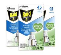 Raid Essentials Recharges pour Diffuseurs Electriques Liquides - Répulsifs Moustiques & Moustiques Tigres - 3 Recharges 45 Nuits