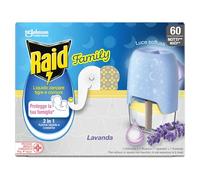 Raid Family Liquide anti-moustiques communs et tigre, parfum lavande, 1 paquet de 1 diffuseur et 1 recharge de 36 ml, 60 nuits