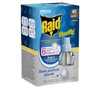 Raid Family Recharge Prise Anti-Moustiques Electrique Liquide - Moustiques et Moustiques Tigres 45 Nuits - Sans Parfum Ajouté - 1 Recharge