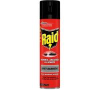 Raid Aérosol Fourmis, Araignées et Cafards, Effet Barriere, 400ml