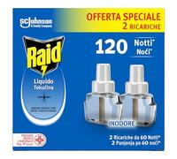Raid Liquide électrique anti-moustiques double charge, inodore, lot de 2 recharges de 36 ml, 120 nuits