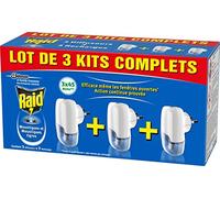 RAID Lot de 3 Diffuseur Electrique 45 Nuits + 3 Recharges sans parfum action rapide et continue contre moustiques et moustiques tigres