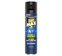 Raid Max Aérosol Anti-Mouches et Anti-Moustiques - 2 en 1 Action Rapide et Longue Durée - Sans Parfum Ajouté - 1 Aérosol