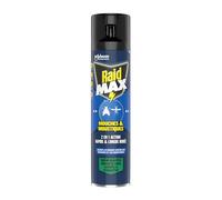 Raid Max Aérosol Mouches et Moustiques - 2 en 1 Action Rapide et Longue Durée - Parfum Eucalyptus - Jusqu'à 24h d'Efficacité - 1 Aérosol