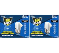 Raid Max Diffuseur Electrique Liquide - Moustiques et Moustiques Tigres 45 Nuits - 1 Diffuseur et 1 Recharge - Sans Parfum (Lot de 2)