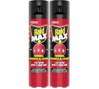 Raid Max Fourmis, Araignées et Cafards - 2 en 1 Action Rapide et Longue Durée - Jusqu'à 1 Mois d'Efficacité - 1 Aérosol (Lot de 2)