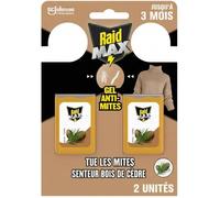 Raid Max Gels Anti-Mites Parfum Bois De Cèdre - Protège Les Vêtements Jusqu'à 3 Mois - Parfume Délicatement - Certification Woolmark