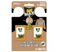 Raid Max Gels Anti-Mites Parfum Bois De Cèdre - Protège Les Vêtements Jusqu'à 3 Mois - Parfume Délicatement - Certification Woolmark - 2 Gels