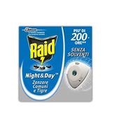 Raid Insecticide/Diffuseur Électrique à Sable Compressé Anti-Moustiques/Moustiques Tigres/Mouches Recharge Night/Day