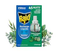 Raid Recharge Prise Anti-Moustiques Electrique Liquide - Répulsif Anti-Moustiques et Moustiques Tigres 45 Nuits - Senteur Eucalyptus et Menthe - 1 Recharge