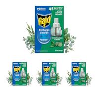 Raid Recharge Diffuseur Electrique Liquide - Répulsif Anti-Moustiques et Moustiques Tigres 45 Nuits - Senteur Eucalyptus et Menthe - 1 Recharge (Lot de 4)