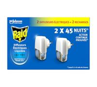 Raid Recharge Diffuseur Électrique Liquide - Répulsif Moustiques et Moustiques Tigres 90 Nuits - 2 Recharges