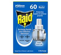 Raid Recharge Electrique Liquide 60 Nuits 3en1 - Moustiques & Moustiques Tigres - 1 Recharges 60 Nuits