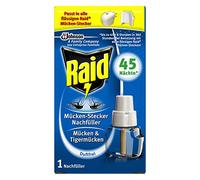 Raid Recharge pour Diffuseur Électrique Liquide, Moustiques et Moustiques Tigres, 45 Nuits, Insecticide - Lot de 3