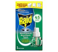 Raid Recharge pour Diffuseur Électrique Liquide, Moustiques et Moustiques Tigres, Huiles Essentielles d'Eucalyptus, 45 Nuits, Insecticide
