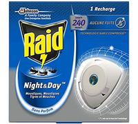 Raid Recharge Pour Diffuseur Électrique Night et Day Mouches, Moustiques et Moustiques Tigres, 240 heures