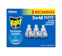 Raid Recharges diffuseur électrique – Anti-moustiques tigres 45 nuits – Sans parfum – 3 recharges