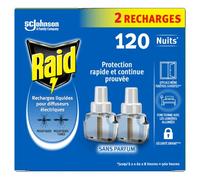 Raid – Recharges électriques liquides 3en1 – 120 nuits – Moustiques & moustiques tigres – 2 x 60 nuits