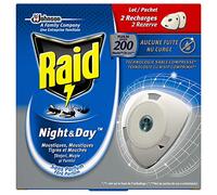 Raid Recharges pour Diffuseur Électrique à Sable Compressé, Anti-Moustiques, Moustiques Tigres et Mouches, Night & Day, Insecticide 2X(Lot de 3)