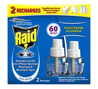 Raid Recharges pour Diffuseur Électrique Liquide, Moustiques et Moustiques Tigres, 60 Nuits, Insecticide, Lot de 2