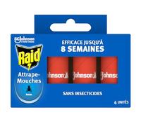 Raid Anti-Mouches, Rubans Attrape-Mouches - Jusqu'à 8 Semaines d'Efficacité - Sans Insecticides - 4 Rubans