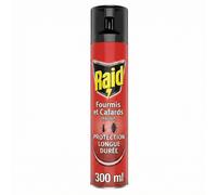 Raid Spray Insecticide Fourmis et Cafards, À Base d'Eau, Sans Parfum, 300 ml