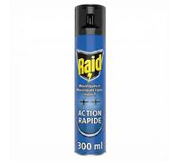 Raid Aérosol Volants – Répulsif moustiques tigres – Action rapide – Sans parfum ajouté – 300 ml
