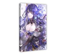 Raiden Shogun Genshin Impact 1 Impression sur toile pour chambre à coucher, bureau, chambre, cadeau, style cadre, 50 x 75 cm