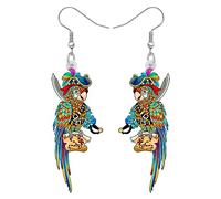 RAIDIN Acrylique Créatif Mignon Halloween Série Pirate Perroquet Boucles d'oreilles pendantes pour femmes filles Bijoux pour ara écarlate Cadeaux pour les amoureux des oiseaux (Carte au trésor Rouge)