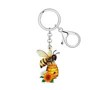 RAIDIN Acrylique Mignon Bumble Bee Porte-Clés Chaînes de Porte-Clés Honey Jar Bee Cadeaux pour les Femmes Clés de Voiture Portefeuille Sac À Dos Accessoires (brun)