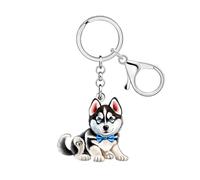 RAIDIN Acrylique Mignon Chiot Husky Porte-Clés Porte-Clés Chaînes Chien Maman Cadeaux pour les Femmes Filles Amants de Chiens Clés de Voiture Portefeuille Accessoires (blanc)