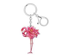 RAIDIN Acrylique Rose Flamingo Cadeaux pour Femmes Filles Mignon Tropical Oiseau Anime Porte-clés Bijoux pour clés de voiture Portefeuille Sac à dos Accessoires (Fuscia)