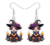 RAIDIN Acrylique Spooky Halloween Voodoo Poupée Boucles d'oreilles Cadeaux de Vacances pour Femmes Filles,Gothique Fantaisie Sorcière Poupées Effrayantes Costume Bijoux Accessoires (Multicolore)