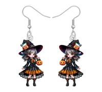 RAIDIN Acrylique Spooky Halloween Voodoo Poupée Boucles d'oreilles Cadeaux de Vacances pour Femmes Filles,Gothique Fantaisie Sorcière Poupées Effrayantes Costume Bijoux Accessoires (noir)