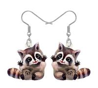 RAIDIN Boucles d'oreilles pendantes en acrylique avec raton laveur d'Amérique du Nord pour femmes filles enfants Bijoux ours pour les amoureux du raton laveur Charms (Marron)