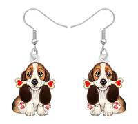 RAIDIN Boucles d'oreilles pendantes en acrylique chien Saint-Valentin Cadeaux pour Femmes Filles Bijoux pour chiens mignon pour Amoureux des animaux Décorations