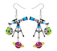 RAIDIN Boucles d'oreilles pendantes en acrylique espace céleste ovni fusée enseignants créatifs pour femmes filles Cadeaux d'appréciation de la planète pour la rentrée scolaire (Télescope)
