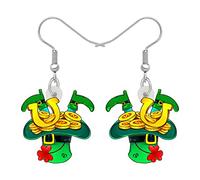 RAIDIN Boucles d'oreilles pendantes en acrylique Fortune St. Patrick's Day Cadeaux pour Femmes Filles Chapeau de trèfle irlandais mignon Bijoux pour décorations de fêtes (Jaune)