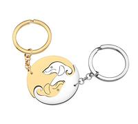 RAIDIN Cadeaux de la Saint-Valentin pour lui et elle Mignon Lapin Chat Chien Dauphin Oiseau 2PS Couple Porte-clé pour Petit(e) Ami(e) (Porte-clés Teckel Or)
