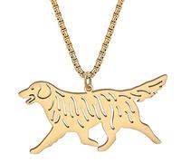 RAIDIN Collier de chien en acier inoxydable et or 18K pour femmes filles Pendentif chiot mignons Bijoux Cadeaux pour Amoureux des animaux (Or-049 Bull Terrier) (Or-161 Golden Retriever)